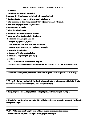 Luyện thi IELTS - Vocabulary set 4 Relocating businesses